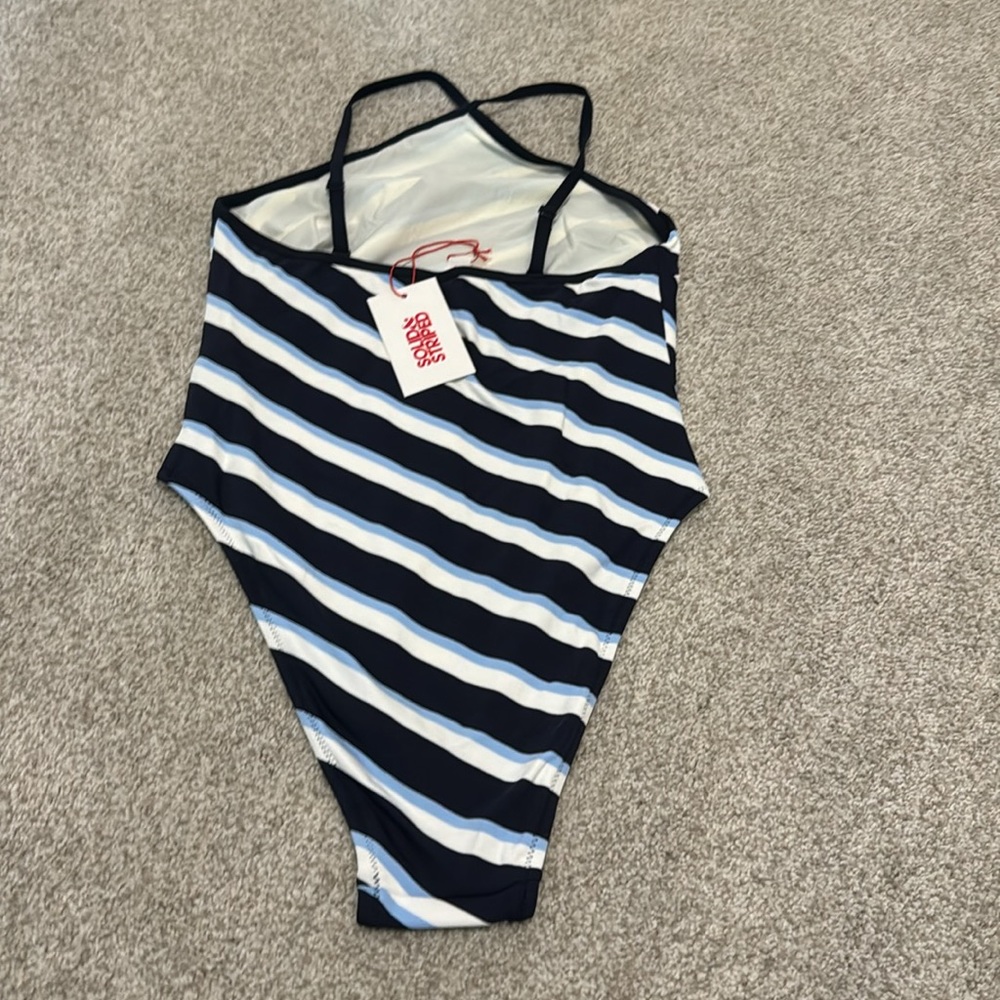 SOLID & STRIPED Navy and White Striped One-Piece Swimsuit - Picture 4 of 5